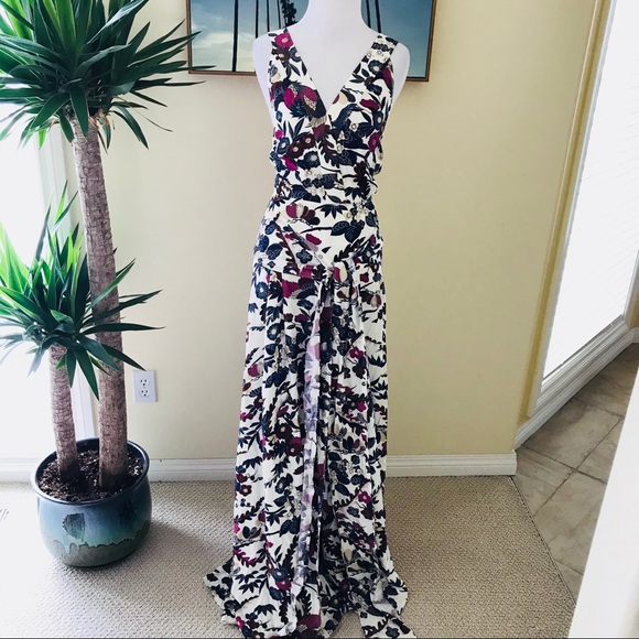 Elizabeth and James Dresses & Skirts - {Elizabeth & James} Floral Silk Halter Maxi Dress